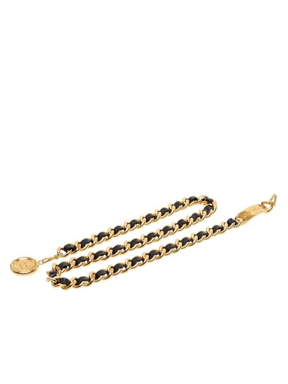 Chanel 31 Rue Cambon Chain Belt Gold Black Plated Leather